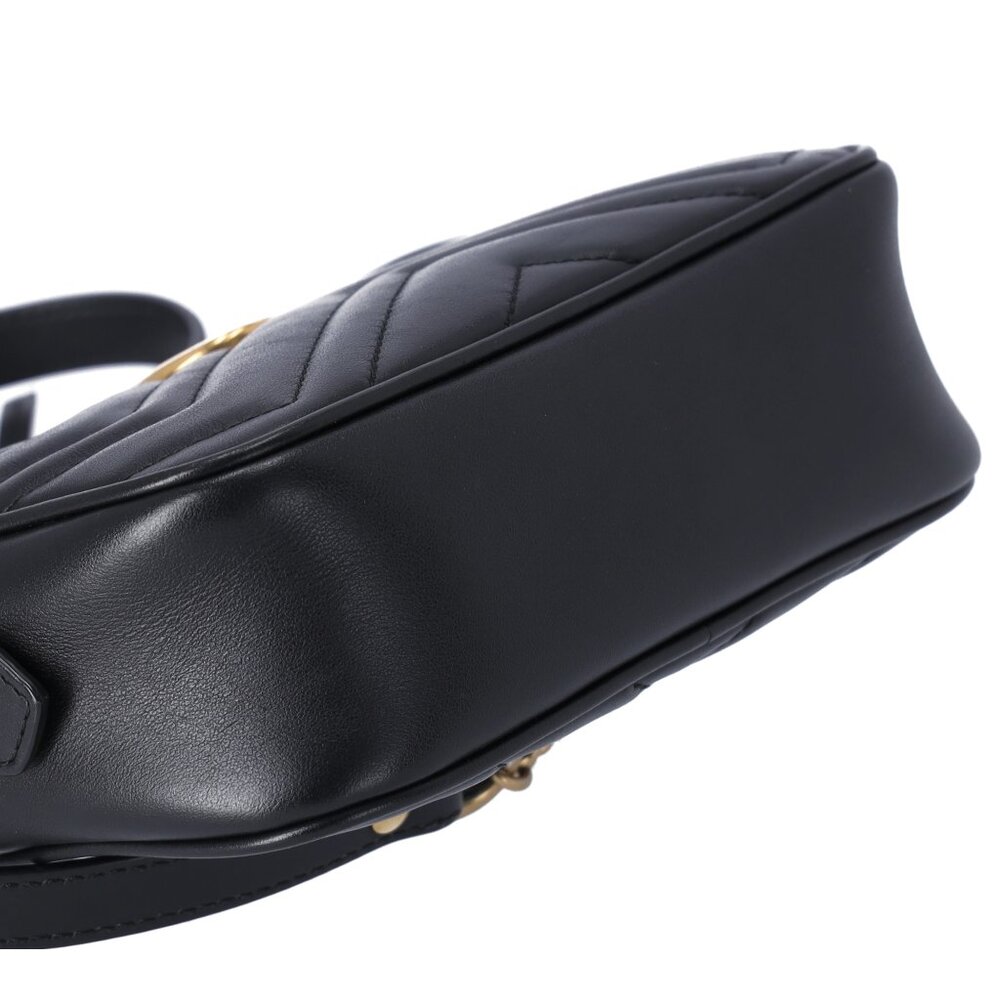 GUCCI GG Marmont Shoulder Bag 448065 Black Leather - Picture 7 of 8